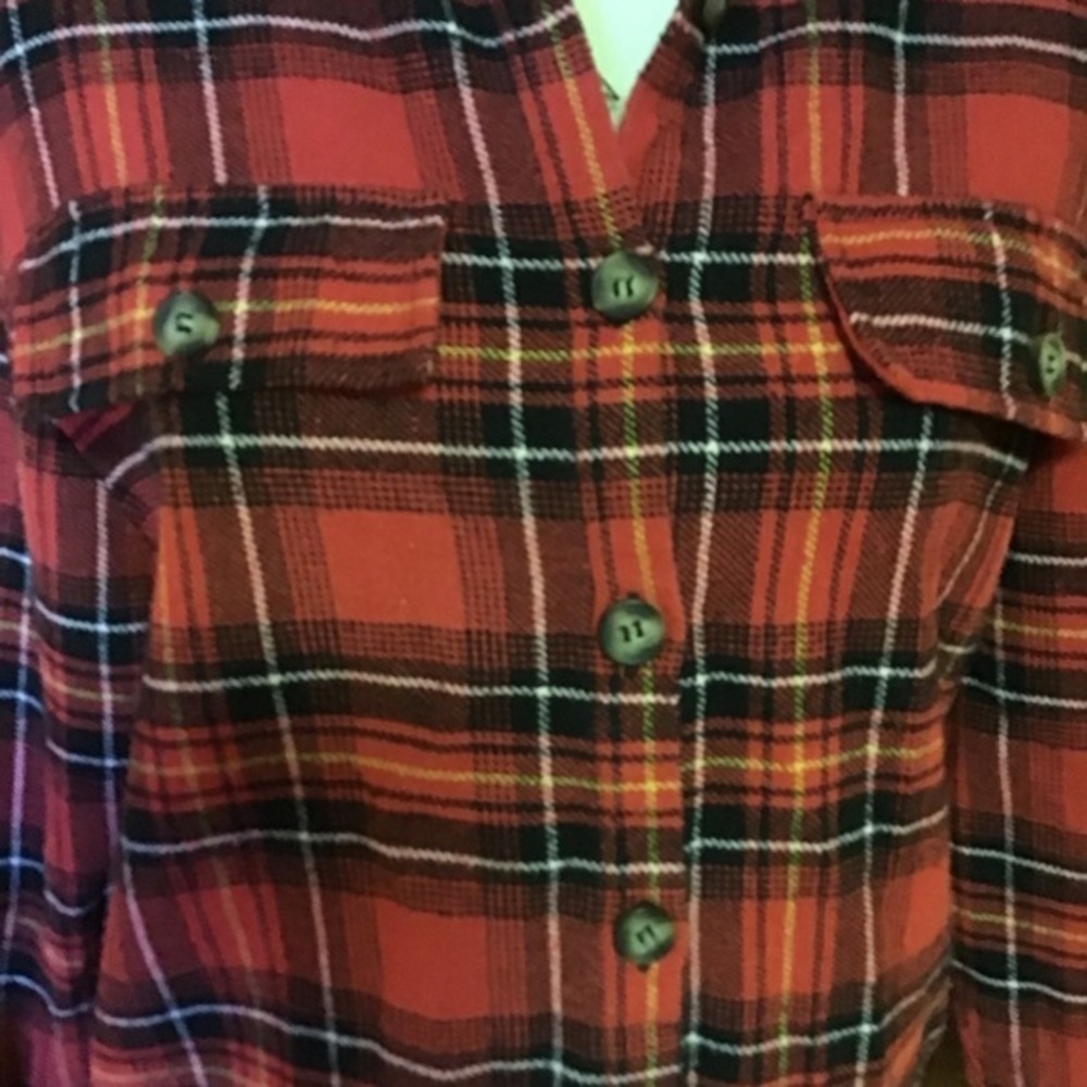 Nasty Gal Red Plaid Flannel Shirt Button Down Grunge Casual Top - Picture 6 of 10